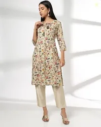 AVAASA MIX N' MATCH Women Floral Print Straight Kurta