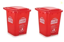 ARISTO Plastic Pedal Garbage Waste Dustbin 45 LTR RED/RED (COMBO)
