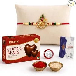 Oblivion Designer Murli Flute Rakhi for Brother with Choco Beats Chocolate 32gm, Pooja Coin, Roli Chawal & Card | Rakhi with Chocolate Combo for Raksh