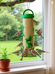 AMIJIVDAYA Large Tube Bird Feeder (Green)