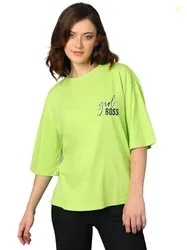 KOTTY Women's Cotton Blend Printed Oversized T-Shirts