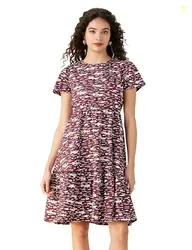 Amazon Brand - Symbol Women Rayon Fit and Flare One Piece Knee Length