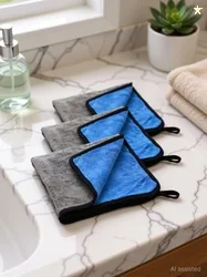 SoftBiz PACK OF 3 40X40 500 GSM BLUE (3) Wet and Dry Microfiber C...mo