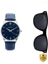 PROVOGUE Latest Trending Watch | Sunglass & Blue Dial | Leather S...mo