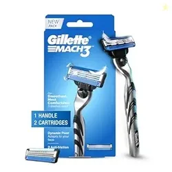 Gillette Mach 3 (Handle + 2 Cartridges) Shaving Razor For Men | Most C