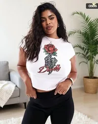 ASOS DESIGN Rose Print Regular Fit Crop Top