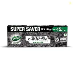 DABUR Herb'L Activated Charcoal Toothpaste 240G (120G x2, Pack of 2) |