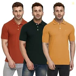 CHKOKKO Men Polo T-Shirt Combo Pack of 3 MultiColour 2XL