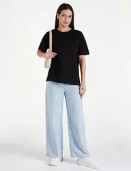 Amazon Brand - Symbol Women Cotton Stretch Oversized Fit Round Neck Ha