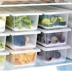 KEVRIZ Plastic Fridge Container  - 1500 ml (Pack of 4, White)
