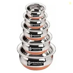 Copper Bottom Stainless Steel Handi Set of 5  Multipurpose Kitchen Coo