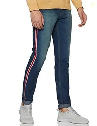 NeoStreak Men's Slim Fit Side Striped Jeans (neoavwhskryelstrprwr_Blue