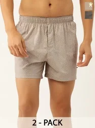 John Players Pack Of 2 Printed Pure Cotton Boxers