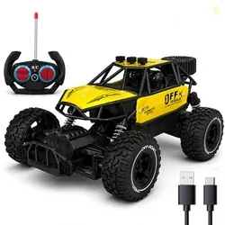 Zivvy Yellow RC Car Rock Crawler Remote Control Car with LED Headlight