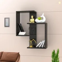 Furniture Caf Modern Wooden Wall Mounted Shelf  Intersecting Cube Disp
