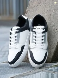 Kosher Men Synthetic Leather Lace-Ups Stylish Sneakers