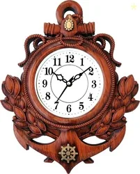 Wish Box Analog 24 cm X 33 cm Wall Clock (Gold, With Gl...