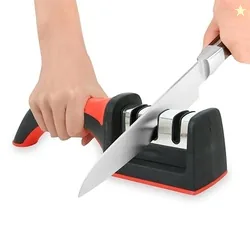 3-in-1 Professional Grade Knife Sharpener Pack of 1, Easy Handle Grip