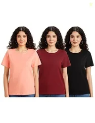 Amazon Brand - Symbol Women's Cotton Stretch Regular Fit Round Neck Sl