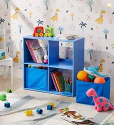 Nereid Engineered Wood Kids Storage Shelf (4 Shelves, Matte Finish, Bl