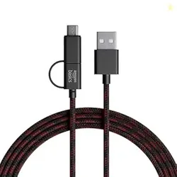 amazon basics 2-in-1 Type-C and Micro USB Braided Cable | 3A/18W Fast
