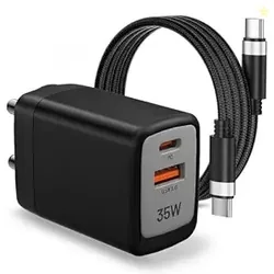 Tukzer 35W Dual Port GaN3 Ultra 3X Faster Charger Adapter (Type C PD3.