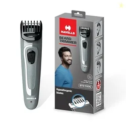 Havells Bt5100C Rechargeable Beard Trimmer with Hypoallergenic Blades; Zero Trim with 0.5 Mm Precision;Upto 17Mm Length Setting for All Styles; 45 Min RuntimeBattery Powered Black & (Grey)-Men
