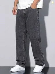 MEIXN Men Straight Fit Mid Rise Grey Jeans
