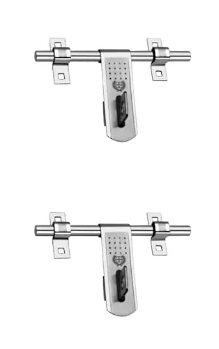 Harrison BH0821 Heavy-Duty Glossy Finish Stainless Steel Aldrop for Main Door | Door Latch for Wooden Door, Gate, Double Door, Single Door | Door Accessories| 10 Inch, Rod Thickness 14mm (2 Set)