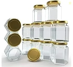 SITOVI Hexagon Glass Jar & Container with Rust Free Air Tight Lid, Suitable for Use in Your Home Office, Kitchen Storage/Gl