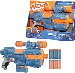 Nerf Elite 2.0 Phoenix CS-6 Motorized Blaster,6-Dart Clip,Scope,Incl. 12 Darts,for 8+ Guns & Darts Multicolor