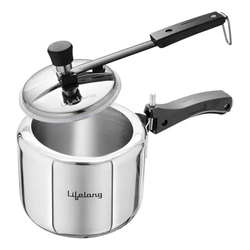 Lifelong 2L Tri Ply Stainless Steel Pressure Cooker | Inner Lid Design | Silicone Gasket | Induction & Gas Compatible for Rice, Dal, Rajma, Chole | 2.5mm Thick | Faster, Even Heating | ISI- Certified