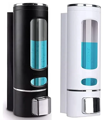 EVGREF Wall Mounted Soap Dispenser Shampoo Conditioner for Bathroom Kitchen (Pack of Black and White, 400 ML Each)