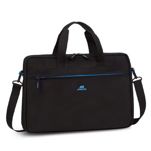 RivaCase Regent 8037 Black Laptop Bag 15.6" Inches Smart Design Durability for both Versatility and Style Briefcase for Macbook Laptop with Smart Organizer, Professional Bag for Business, Work, Travel