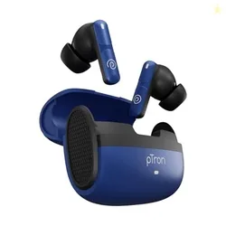 pTron Bassbuds Blaze in-Ear TWS Earbuds w/ 13mm Drivers 50Hrs Playtime, AI-ENC Clear Calls, Bluetooth V5.4 Wireless Headphones, Touch Control, Voice Assistant, Type C Charging & IPX5 (Blue & Black)