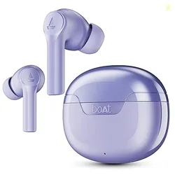 boAt Airdopes 300 Cinematic Spatial Audio, 50HRS Battery, 4Mic AI ENx, Fast Charge, App Support, Low Latency, IPX4, v5.3 Bluetooth Earbuds, TWS Ear Buds Wireless Earphones with mic (Purple Haze)