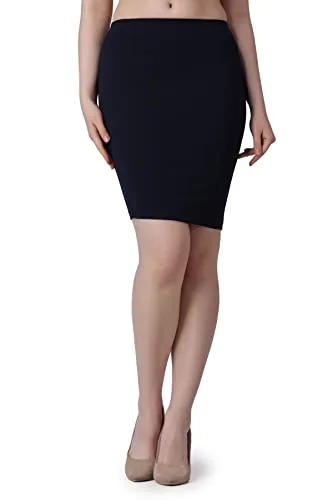 POPWINGS Casual Solid Pencil Skirt for Women || Knee-Length Skirt for Women || Latest Stylish Mini Skirt for Women || Summer Pencil Skirt for Women Navy Blue