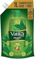 Dabur Vatika Health Shampoo - 1 L (Refill Pouch) | With 7 Natural Ingredients | For Smooth, Shiny & Nourished Hair | Repairs Hair Damage, Controls Fri