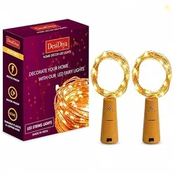 Desidiya Bottle Lights with Cork Mini Copper Wire, 24 LED Battery Operated String Decorative 200cm Fairy Light DIY Festive Decor for Diwali Wedding Party Decoration - Pack of 2 (Warm White)