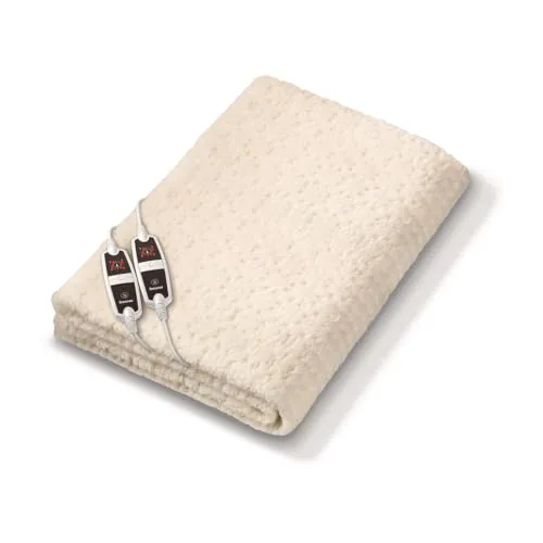 Beurer German Engineering UB 56 Double Electric Blanket I Fast Heating I Teddy bear fabric I Dual Temperature Controller I Auto Shut-Off I Machine Washable 30°C I Overheat Protection I OEKO-TEX Certified I Removable Switch I 3-Year Warranty