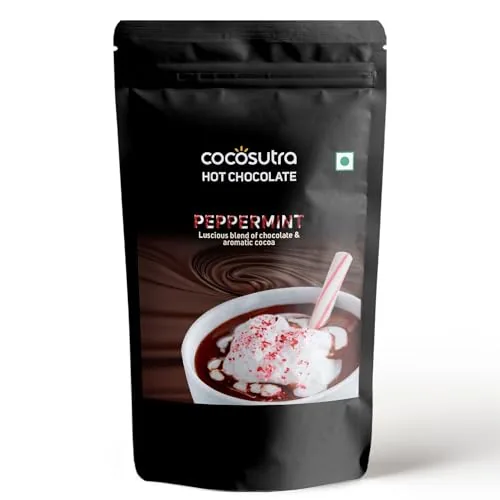 COCOSUTRA Peppermint Hot Chocolate Mix | Enjoy hot or cold | 500 gm | 100% Natural & Vegan Drinking Chocolate | Serves 25 Cups