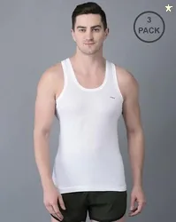 Dollar Pack of 3 Men Solid Combed Cotton Shrinkless Vest