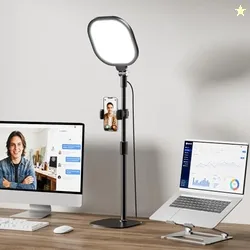 Desktop Video Conference Light for Zoom Meeting, Work from Home, Live Streaming with Nature Soft Light, Adjustable Brightness and Color Temp and Flexi