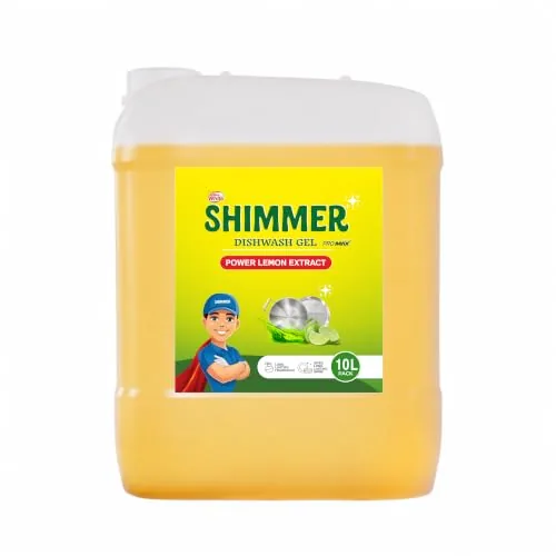 Shimmer Pro Max Dishwash Gel - 10L | Professional Formula | Mega Refill Pack for Heavy Usage | Removes Tough Oil & Food Residue | Lemon Fresh