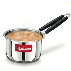 Lifelong Stainless Steel Heavy Bottom Saucepan | 1.5liter, 17cm Saucepan with Handle | Milk & Tea Boiling Pot for Kitchen | Induction & Gas Stove Comp