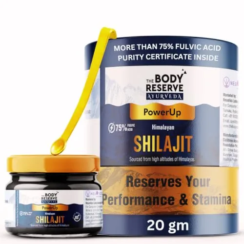 The Body Reserve Shilajit For Men 20gm Shilajeet Resin 500mg/Serving, 40 Servings More Than 75% Fulvic Acid, Purity Certificate Inside Box Sourced From Himalayas 19,000Ft, Shilajit Resin For Men Women 100% Ayurvedic