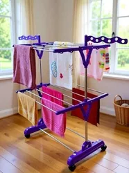 Unizone Steel, Plastic Floor Cloth Dryer Stand 2-Tier Foldable Cl...more