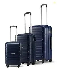 SNITCH Loop 3Pc Set Blue Polypropylene Hard Travel Suitcase - Suitcase for Travel Set of 3 & Luggage with 4 Wheels, Secure Lock & Free Shoe Bag