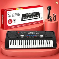 Lifelong Wireless Rechargeable Piano Keyboard for Kids with Mic, Single Speaker, 37 Keys Portable Keyboard Piano, Type C Charging, Long Battery Life K