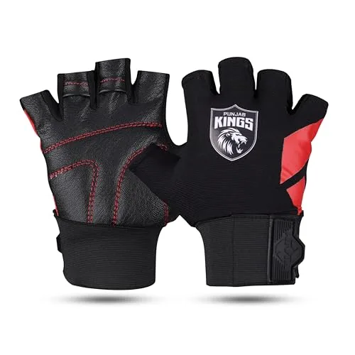 Nivia X Punjab Kings Talon Training Gloves – Leather Palm Grip, Breathable Airflow Back, Wrist Support for Gym, Weight Training & Workouts, Small
